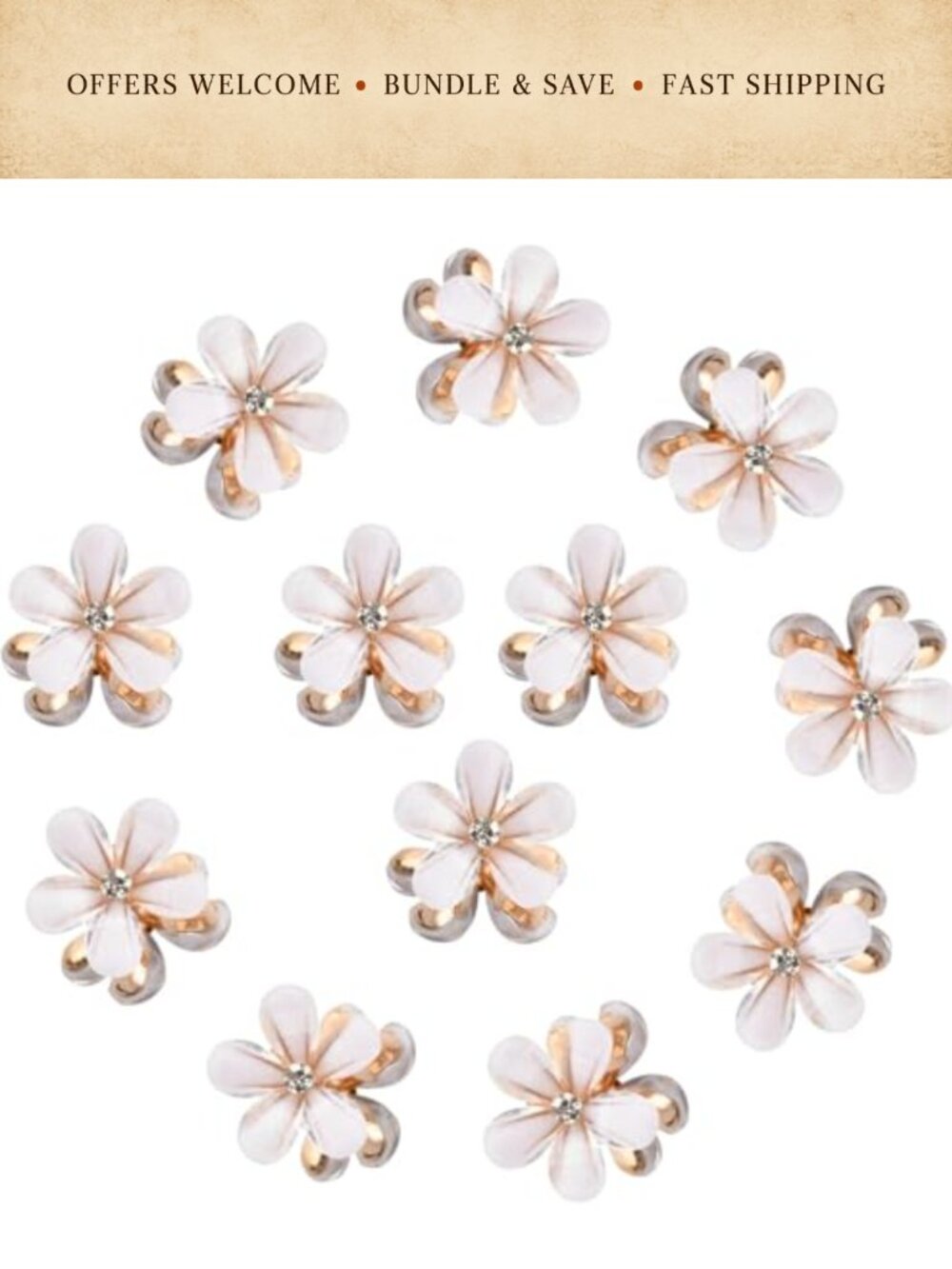 20 Pcs Mini Flower Hair Claw Clips Pearl Bangs Clips Decorative Non-Slip Hair